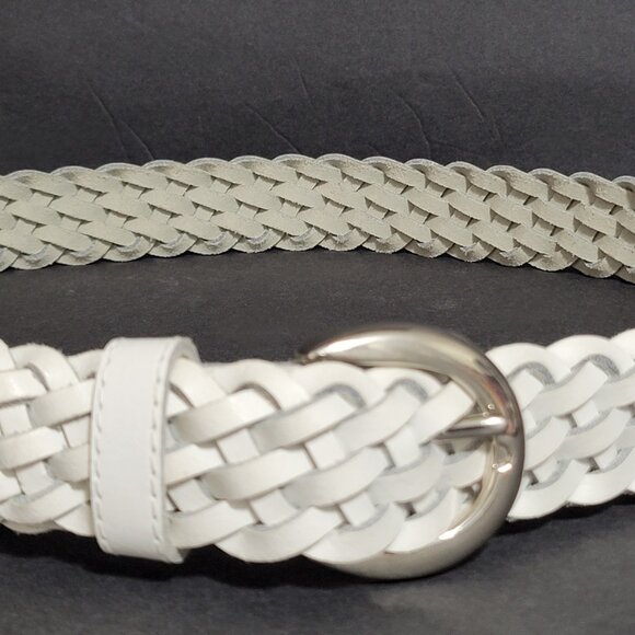 White Woven Casual Design Genuine Leather Belt ~ Made in Guatemala ~ Size ML - Picture 3 of 8